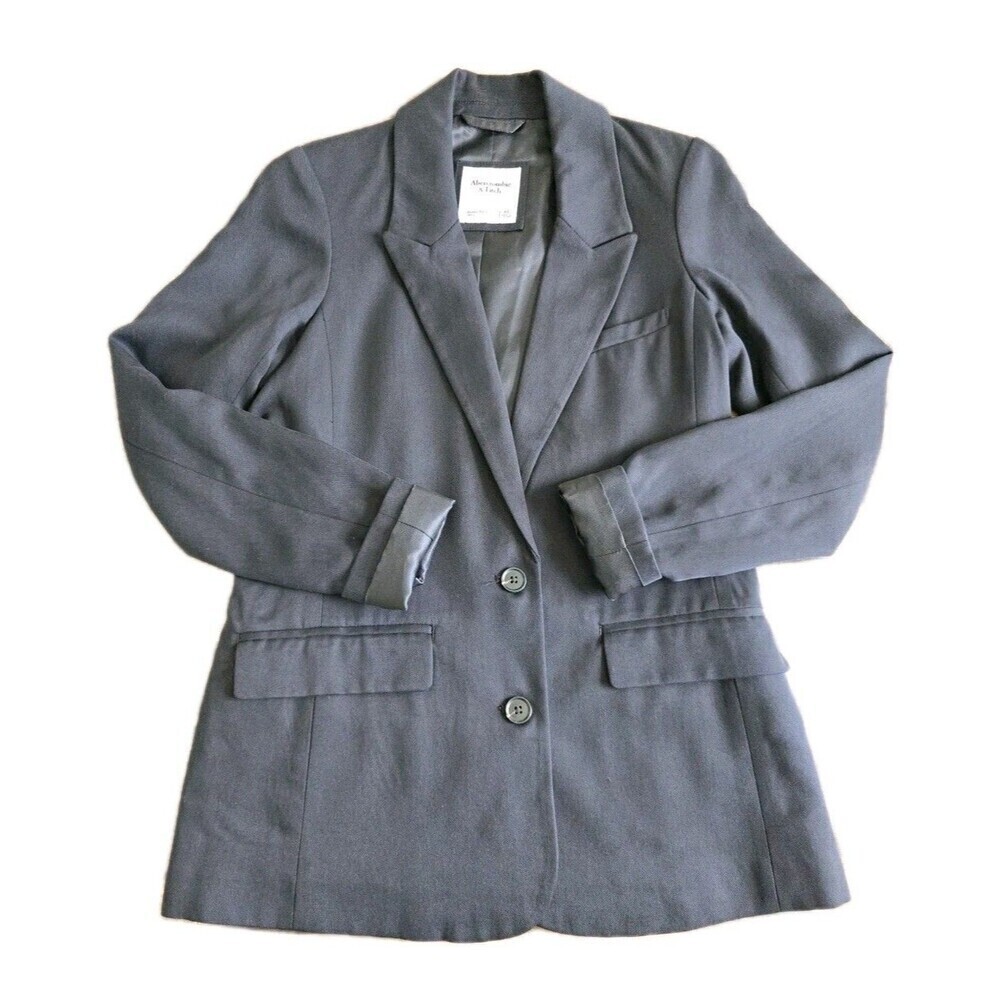Abercrombie & Fitch Black Blazer Womens XS Tailored Lyocell Jacket Minimalist - Picture 8 of 11